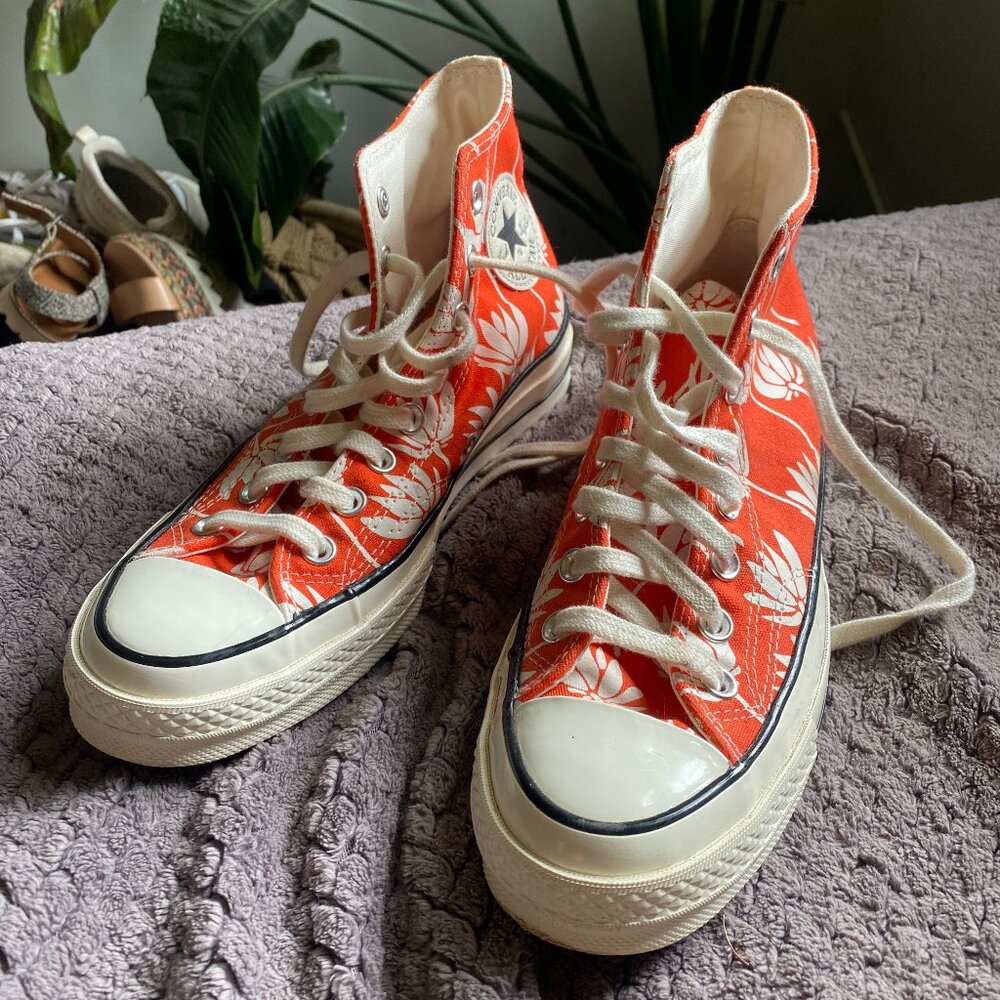 Orange Floral Converse Chuck Taylors- Excellent Condition